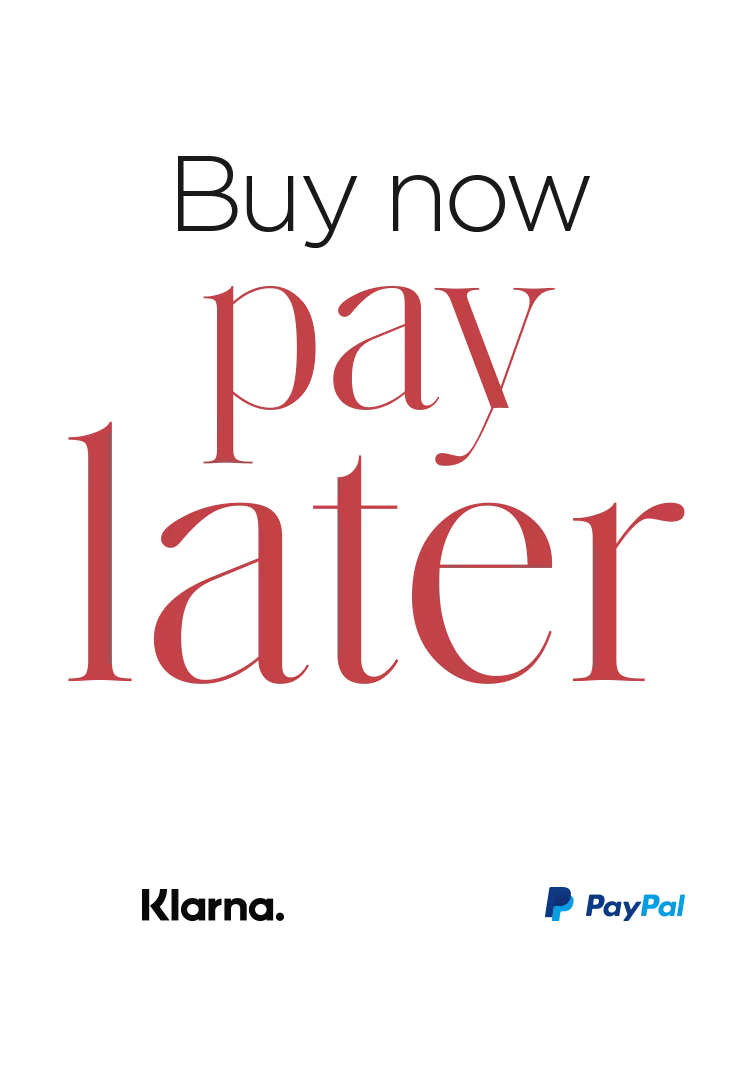 Text saying "Buy now pay later" plus Klarna and PayPal Logo